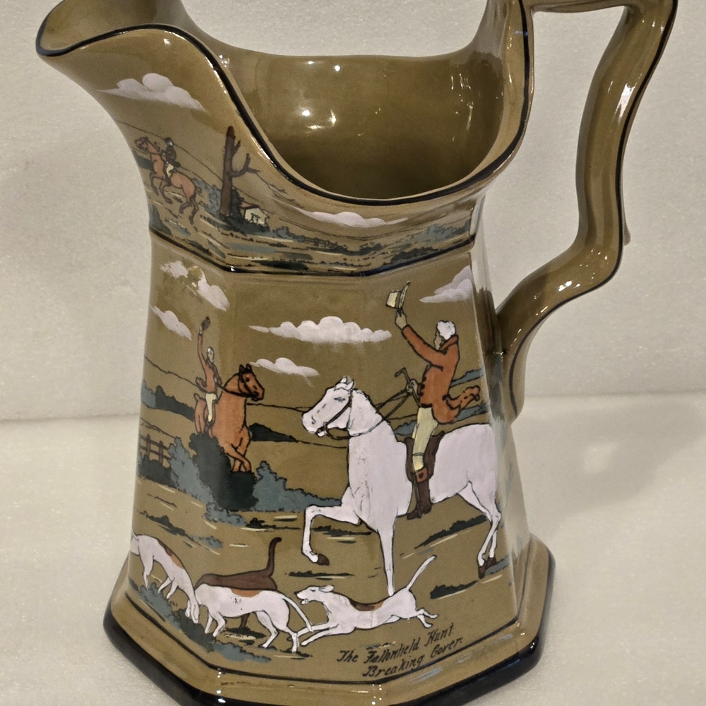 Buffalo Pottery Deldare Ware Pitcher 64 Oz The Fallonfield Hunt Breaking Cover